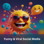 Playful emoji sun with sunglasses, surrounded by laughing emojis.